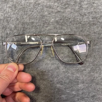 Titmus 男式复古钛合金眼镜双焦飞行员银色透明复古 — 第 1/4 张图片