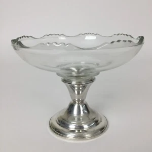 Rare Revere Silversmiths Glass Compote Bowl Weighted Sterling Base #2004 USA - Picture 1 of 10