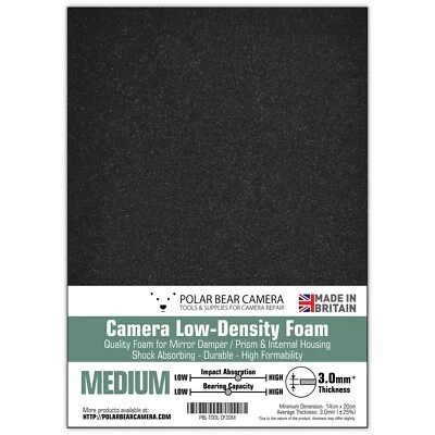 Camera Foam Mirror Damper Bumper Prism 3mm MEDIUM SLR Repair 20cmx14cm UK MADE - Image 1 of 4
