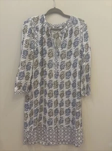 Ann Taylor LOFT Blue Green Boho Floral Knee Length Sheath Shirt Dress Large NWT - Picture 1 of 6