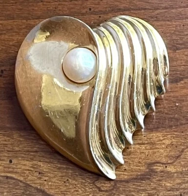 Marcel букет винтажный сердце брошь золотистый жемчуг дизайнер недвижимости заколка - Изображение 1 из 4