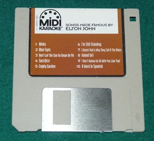 MIDI KARAOKE SONGS MADE FAMOUS BY ELTON JOHN FLOPPY DISK 1,44 MB RETROSOFTWARE - Afbeelding 1 van 1