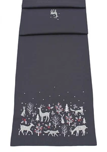 Runner da tavolo natalizio ricamato Woodland Way 14" x 75" - peltro/argento - Foto 1 di 1
