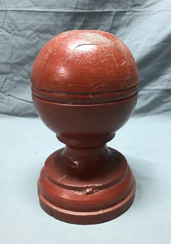 Antique Shabby Barn Red Wood Beaded Ball Newel Post Finial VTG Chic 2007-22B Cover