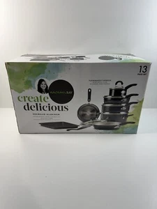 Rachael Ray 12144 Black Shimmer Pan Set Open Box NIB 13 Piece Set Platinum - Picture 1 of 5