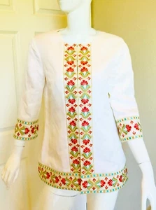 DONCASTER WHITE SILK LINEN JACKET $495.00 TAG ASIAN HAWAIIAN SUMMER SPRING NEW - Picture 1 of 6