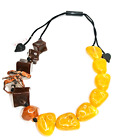 Zsiska NEW Casbah adjustable 15 resin beads necklace brown/orange/yellow