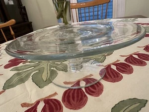 TIFFANY & CO “MESA” ROUND CLEAR CRYSTAL PEDESTAL CAKE STAND VINTAGE - Picture 1 of 12