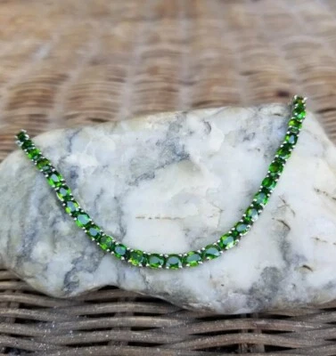 Brazalete Tenis Piedras Preciosas Diópsido Cromo Ruso 13.72tcw 925 SS., NUEVO SIN ETIQUETAS, 7.25"   Foto 1 de 4