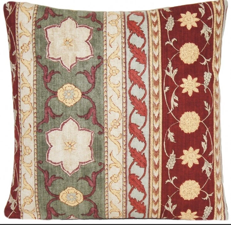 Traditional Cushion Cover Green Red Beige Osborne & Little Fabric Ameena 16” - Image 1 of 1