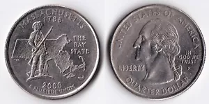 2000-P US MINT MASSACHUSETTS STATE QUARTER 25¢ COIN/MONEY, CIRC, CANADIAN SELLER - Picture 1 of 3