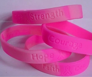 BREAST CANCER rubber Awareness Bracelet--Dark Pink Camo--You Choose Design - Picture 1 of 1