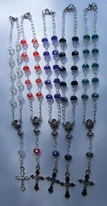 HANDCRAFTED CRYSTAL BEADED AUTO ROSARY Free Shipping when u spend $35 - Picture 1 of 7