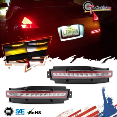 Luces traseras antiniebla 4 en 1 transparentes LED intermitentes freno reversa para 03-09 Nissan 350Z Foto 1 de 4
