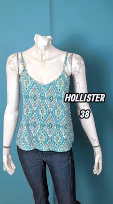 Hollister Taille 38 Haut top tee shirt débardeur femme bleu vert ocre - Photo 1/4