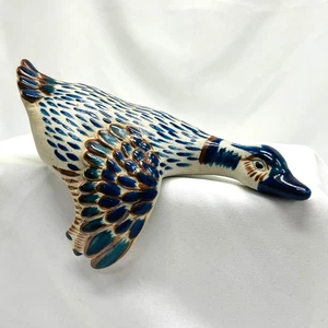Vintage Tonala Keramik Ente Vogel Regal Sitter Mexiko blau handbemalt 3D Figur - Bild 1 von 11
