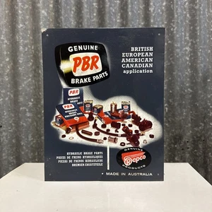 PBR Brake Parts GenuineVintage Screen printed Australian Garage Advertising Sign - Picture 1 of 9