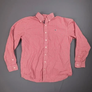 Vineyard Vines Shirt Men M Red Gingham Whale Logo Cotton Preppy Casual Business - Picture 1 of 6