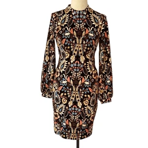 Boden Black Floral Paisley Jersey Knit Dress Women’s 4L Long Sleeve - Picture 1 of 12