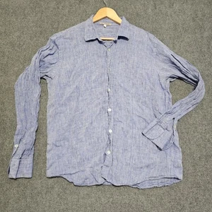 Mastro Moda Men’s Linen Button Up Shirt Size XL Italy Made Blue Mens Long Sleeve - Picture 1 of 10