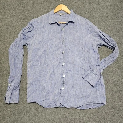 Mastro Moda Men’s Linen Button Up Shirt Size XL Italy Made Blue Mens Long Sleeve - Image 1 of 4