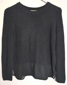 BANANA REPUBLIC Woman's/Jr.'s Black Long Sleeve Sweater w/Sheer Hem - Size XS - Picture 1 of 5