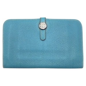 HERMES Dogon GM Geldbörse Long Wallet Unisex Blau Hellblau Silber Hardware Togo - Bild 1 von 9