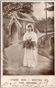 Vintage 1907 Braut Postkarte "Da wartete ich in der Kirche" ungeteilt Rückseite - Bild 1 von 2