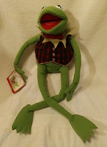 Vintage Muppets Kermit the Frog Plush Eden Toys Jim Henson's 24" Plaid Vest Tag - Picture 1 of 6