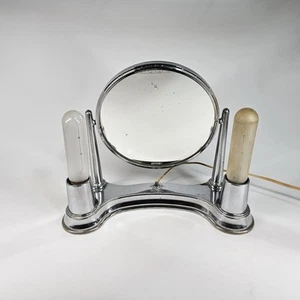 Vtg Bell Ayre Dual Mirror Vanity Roaring 20s Art Deco Chrome MCM Light Up 786 - Picture 1 of 22
