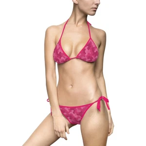 Bikini Swimsuit, Pink Urban Camouflage Pattern, Women's Swimwear, Beachwear, - Picture 1 of 19