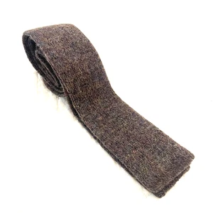 Cravatta quadrata uomo marrone mohair lana maglia skinny Italia preppy casual corta trad - Foto 1 di 6