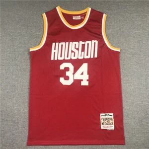 Retro #34 Olajuwon Rojo Camiseta deportiva de baloncesto Cosida - Imagen 1 de 5