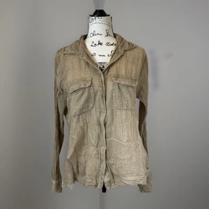 MADE Cotton Gauze Button Down Shirt Relaxed Fit Lightweight Tan Size L - Picture 1 of 6