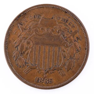 1865 Fancy "5" Two Cent Piece XF 2c  - Picture 1 of 2