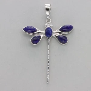 Colgante libélula lapislázuli azul plata esterlina 925 piedras preciosas naturales #904e - Imagen 1 de 11