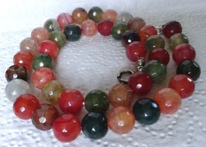 Multicoloured round faceted Agate beads necklace - Picture 1 of 13