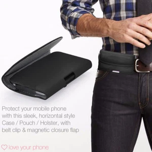 Phone Case Cover Pouch Holster w/Belt Clip✔Excellent Protection✔Horizontal✔Black - Picture 1 of 6