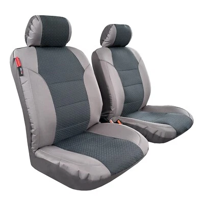 For Ford F550 Super Duty 2011-ON Car Front Seat Covers Black Gray Canvas 2PCS - Image 1 of 4