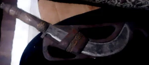 IMPRESSIVE VINTAGE PHILIPINE CURVED BLADE KNIFE W/ UNIQUE SHEAF - Picture 1 of 10