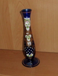 Vase aus Glas aus Czech Republik Struktur Malerei Firma Rosa - Bild 1 von 2