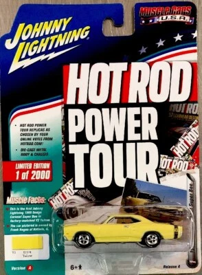 JOHNNY LIGHTNING HOT ROD POWER TOUR 1969 DODGE CORONET SUPER BEE YELLOW 1/64 - Image 1 of 3