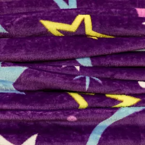 Moon & Stars Plush Blanket 50x60 Cute Kid's Blanket Purple Throw Blanket Space - Picture 1 of 6
