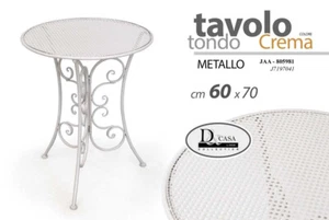 TAVOLO TAVOLINO TONDO IN METALLO CREMA 60*70 CM ARREDO GIARDINO JAA-805981 - Foto 1 di 1