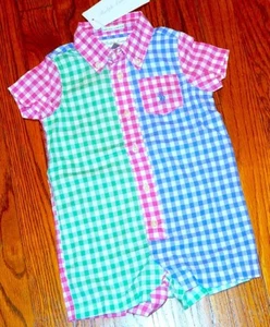 POLO RALPH LAUREN AUTHENTIC BABY BOYS BRAND NEW ORIGINAL ROMPER Size 9M, NWT - Picture 1 of 4