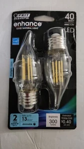Feit Electric 40W 3.3w Dimmable Clear Chandelier LED Light Bulb Daylight 2 pack - Picture 1 of 2