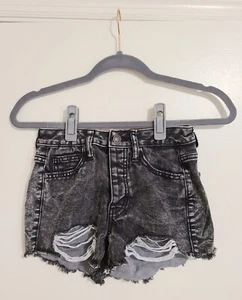 Kid Pre-Teen Girl's RSQ Vintage High Rise Distressed Black Grunge Shorts Size 23 - Picture 1 of 2