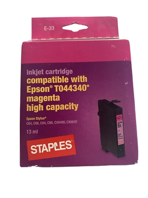 Epson Inkjet Printer Cartridge T044340 Staples 13ml Magenta High Capacity C64 - Image 1 of 4
