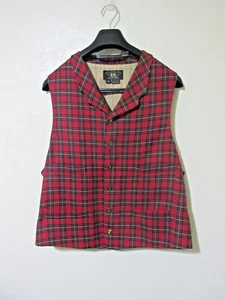 Ralph Lauren RRL Double RL Vintage Red Tartan Wool Waistcoat Vest - Size XL - Picture 1 of 8