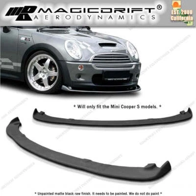 For 02 03 04 05 MINI COOPER S URETHANE FRONT BUMPER LIP SPOILER BODY KIT BLACK - Image 1 of 4
